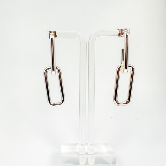 JCREW Jewelry - Silver Metal Chain Link Drop Earrings- Lightly Worn - Picture 2 of 3